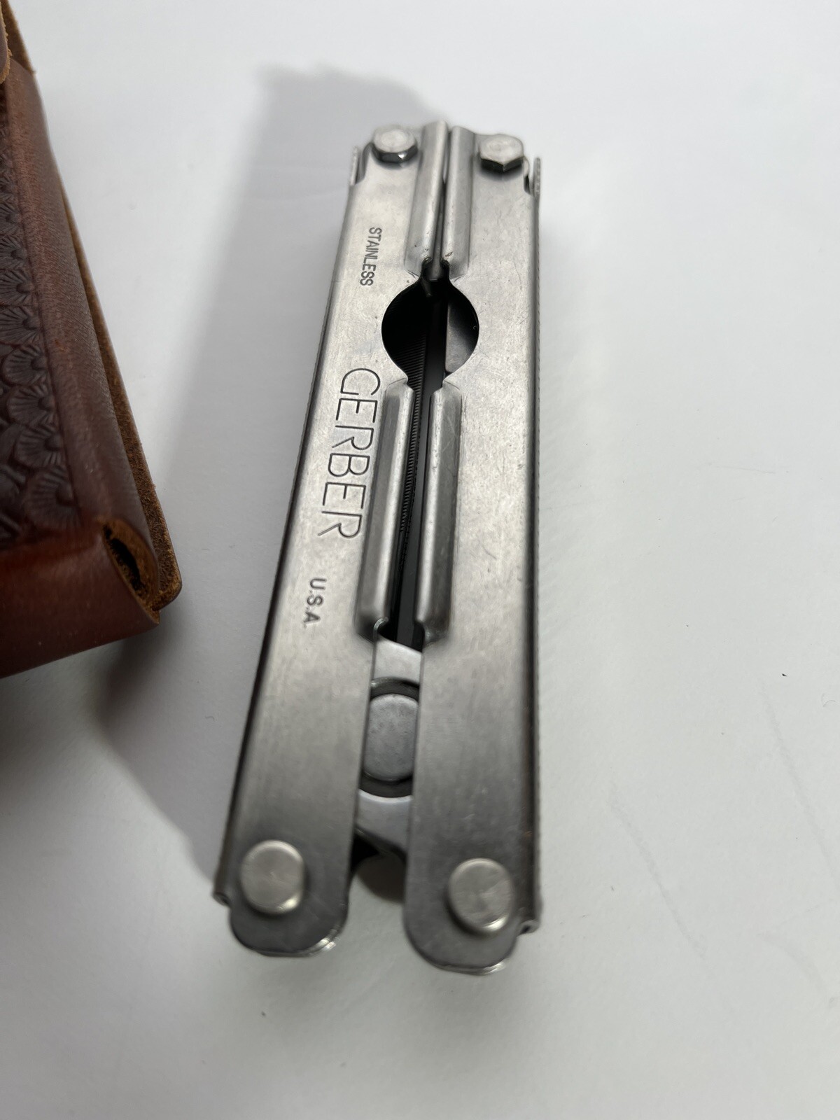 Vintage Gerber Multi Tool Stainless Steel Made USA File Leather Sheath NEW