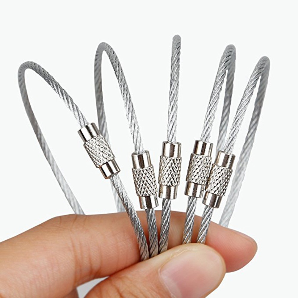24 Pcs Stainless Steel Wire Keychains Heavy Duty Wire Chains Key Rings