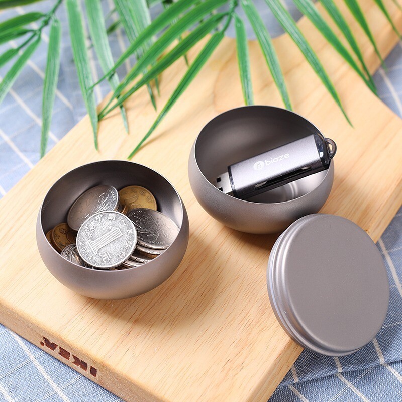 Pure Titanium Container Can Pill Case Holder Box Tea Storage Jar EDC Waterproof