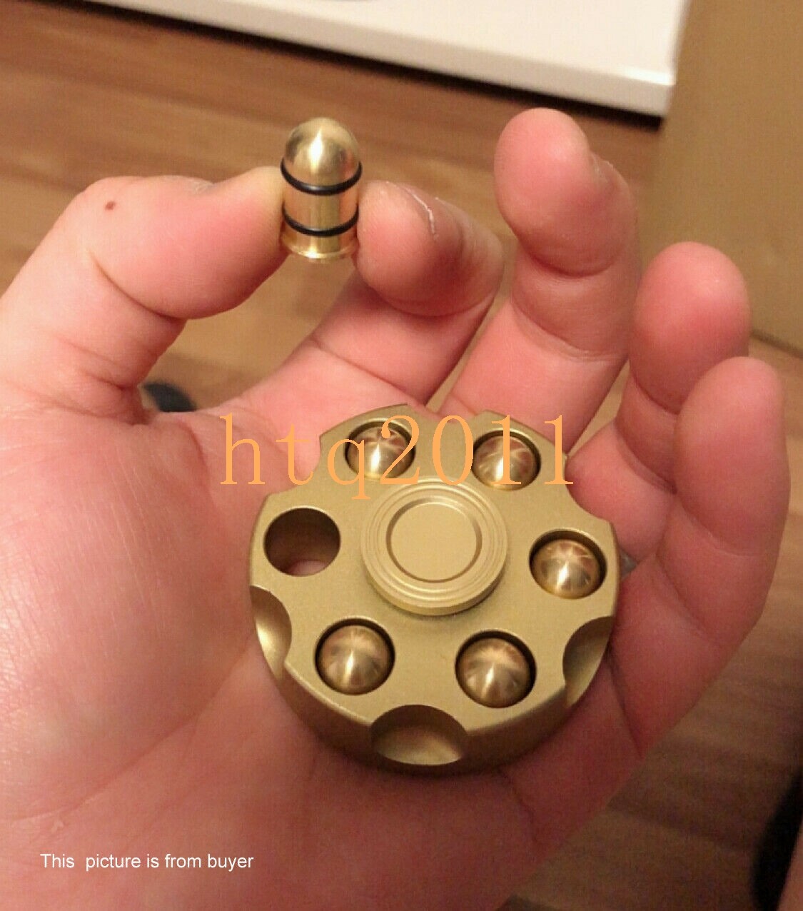 EDC Desk Toy Brass Revolver Bullets Finger Spinner Top Hand Fidget Pocket