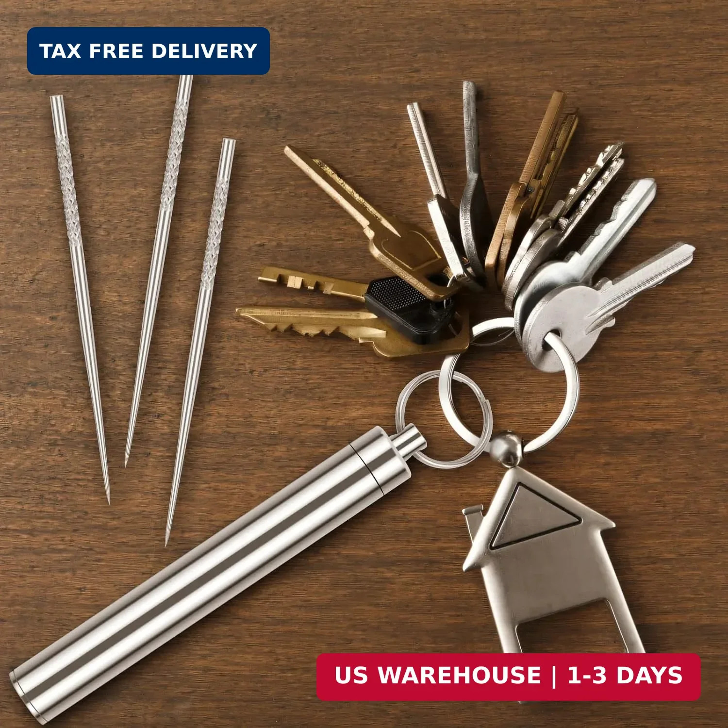 10 Pcs Reusable Metal Toothpick with Waterproof Case, Portable Stainless Steel T