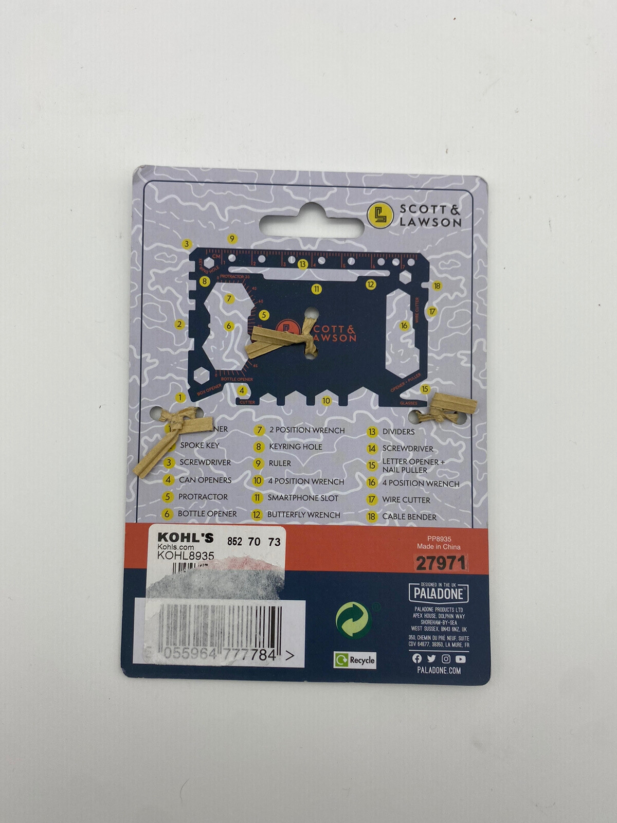 Scott & Lawson Multi Tool Credit Card Wallet Pocket Survival 18 In 1 Tool NEW