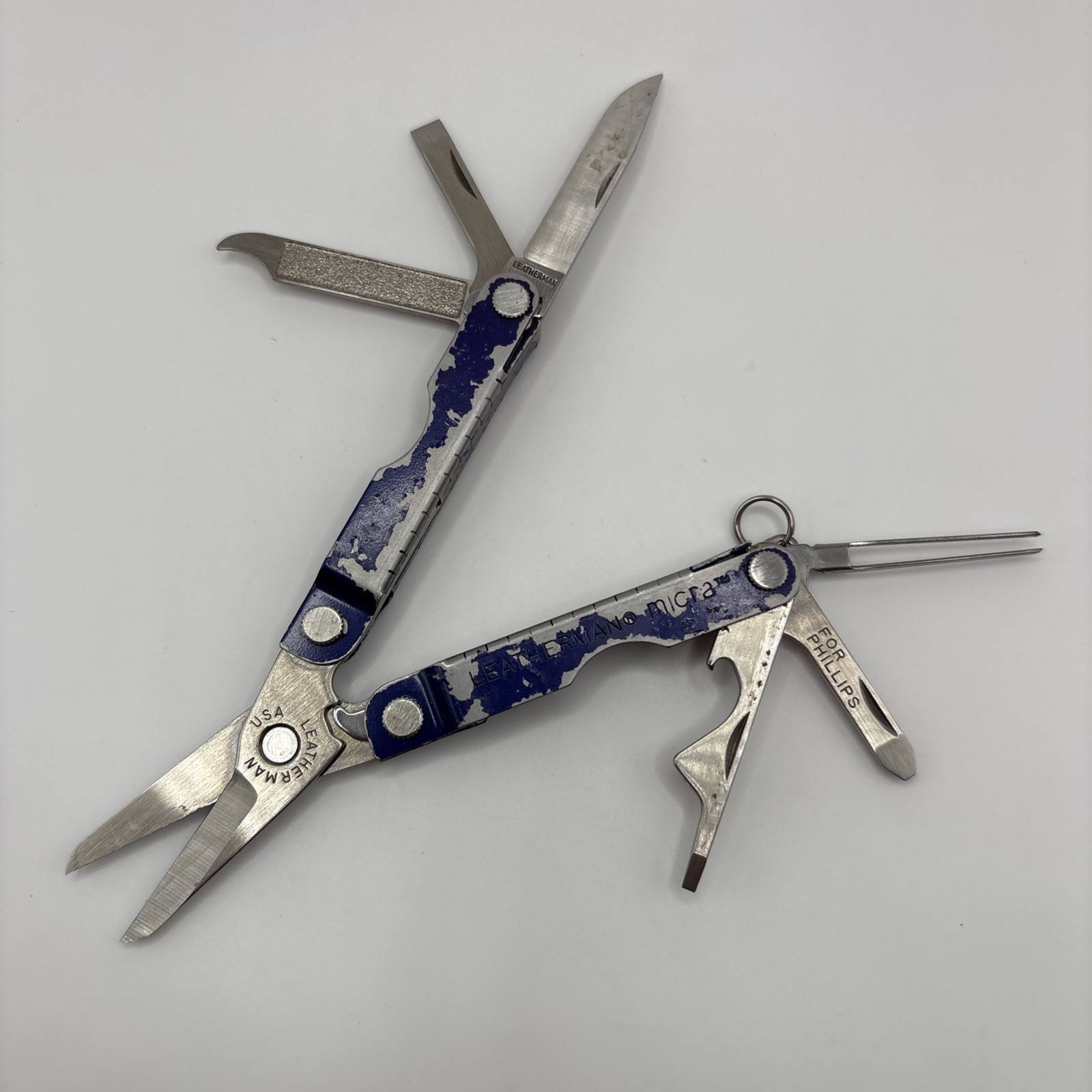 Leatherman USA Micra Multitool Blue Scissors/Blade/File More! – 1-5