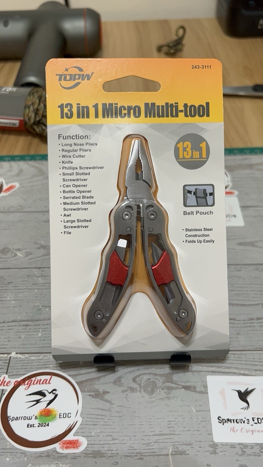Sparrow’s EDC Special Topw 13 in 1 Micro Multi-tool Stainless Steel (3 Color Av)