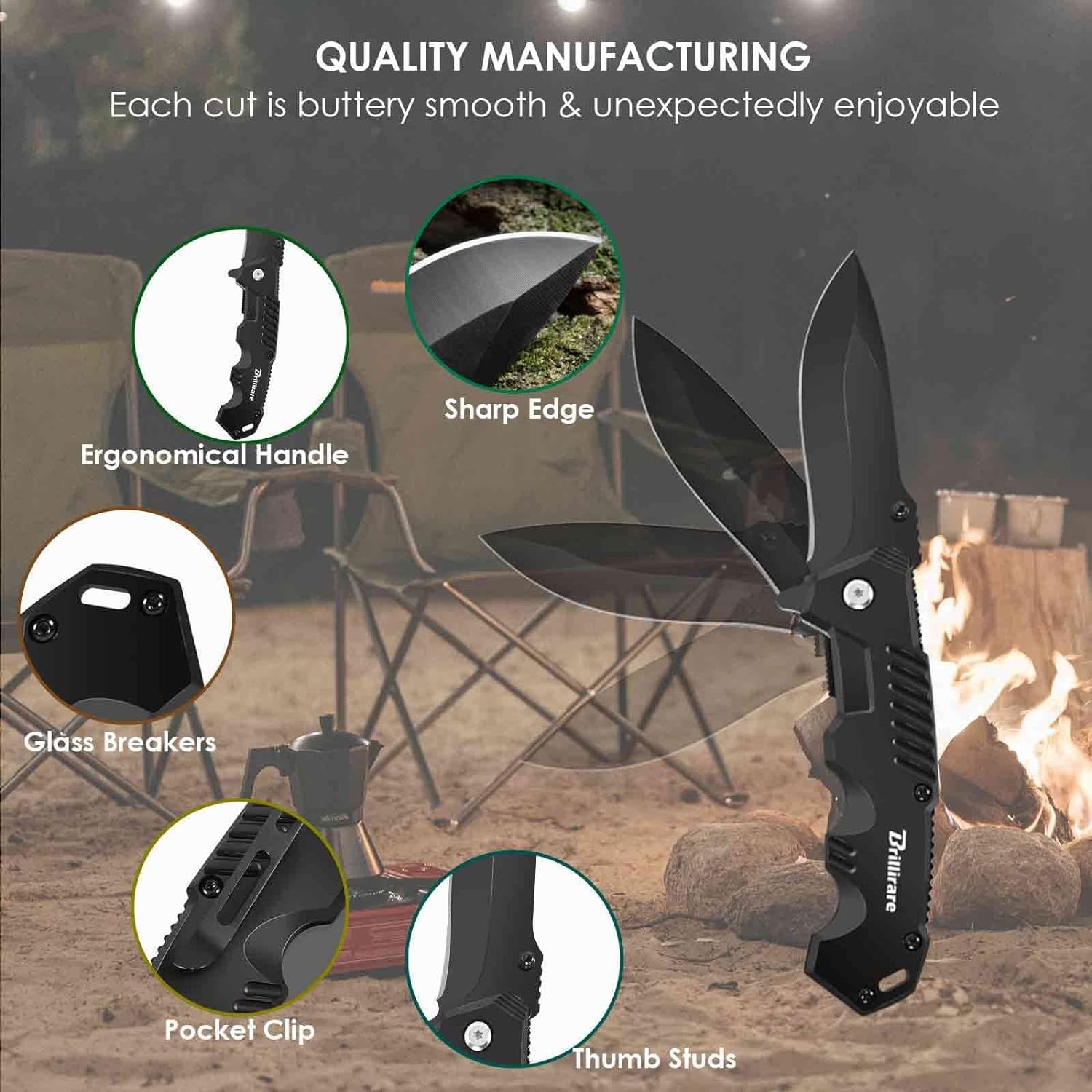 Pocket Knife, Folding Tactical Knives Blade 2.6in, Foldable Survival Small Knife