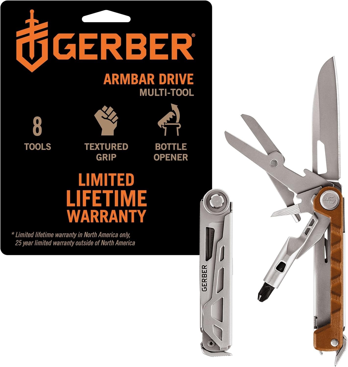 Gerber Armbar Cork Multitool Pocket knife corkscrew Color:Orange (8 Tools)