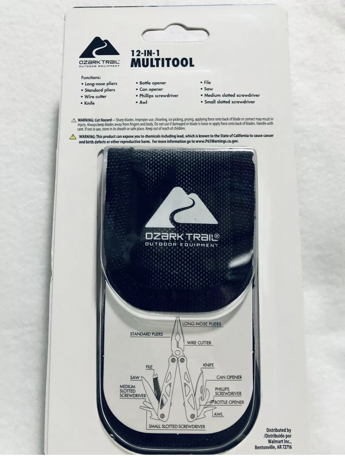 Ozark Trail 12-In-1 Multitool with Sheath Pliers Knife Saw 8702 Black Fishing