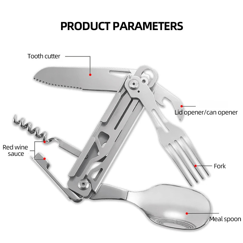 Multifunctional tableware Portable Stainless Steel Rope Knife Card Outdoor