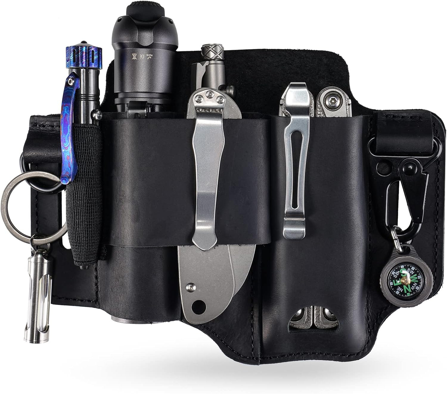 ST1 Leather Multitool Sheath – EDC Belt Organizer for Leatherman Tools, Flashlig