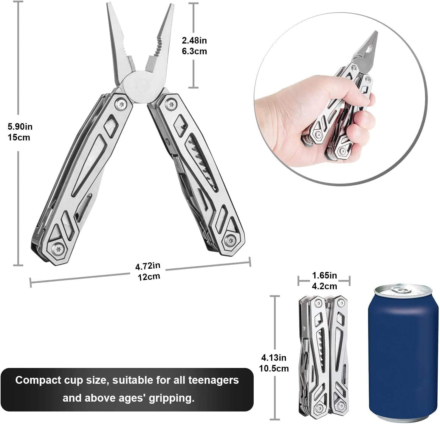 WETOLS 21-In-1 Hard Stainless Steel Multitool W/Pliers Screwdriver,Bottle Opener