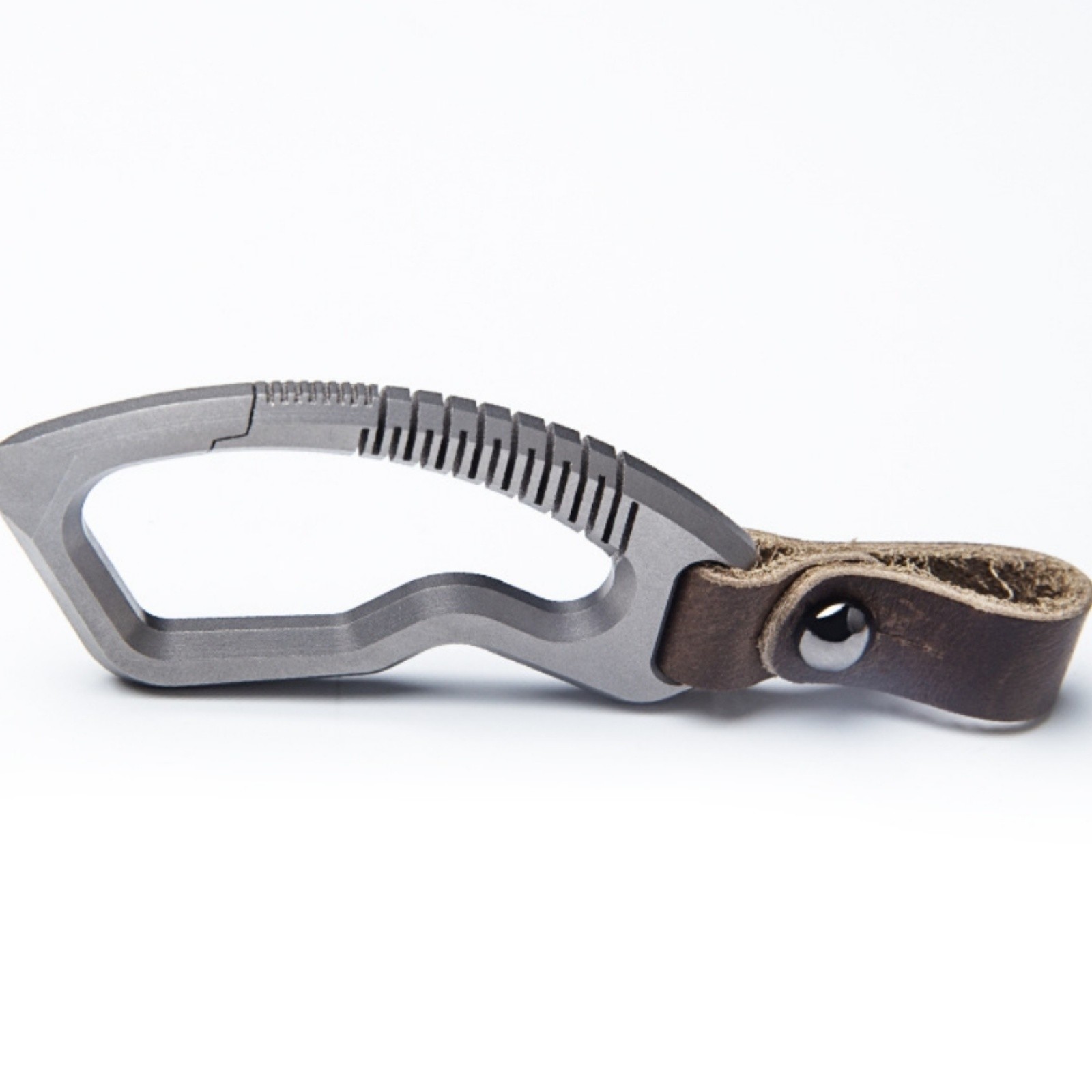 Titanium Alloy Keychain Clip with Leather Strap Removable Pendant EDC Multi Tool