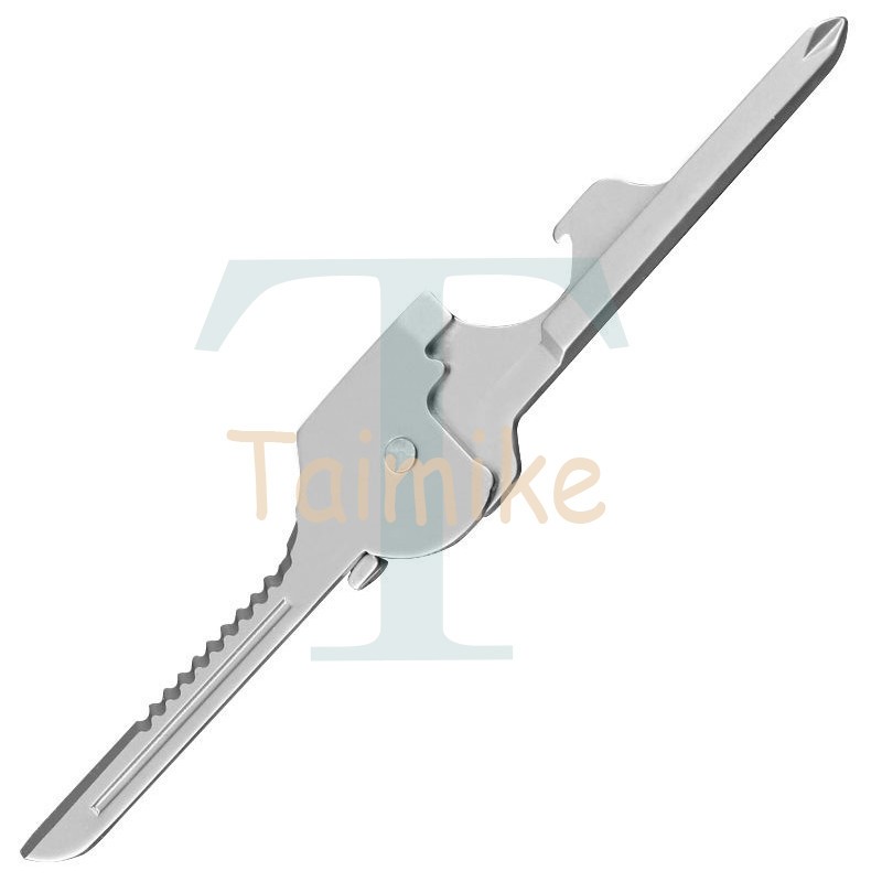 1PCS 6-in-1 Utili Key Tool Keyring Keychain Multifunction Stainless Steel