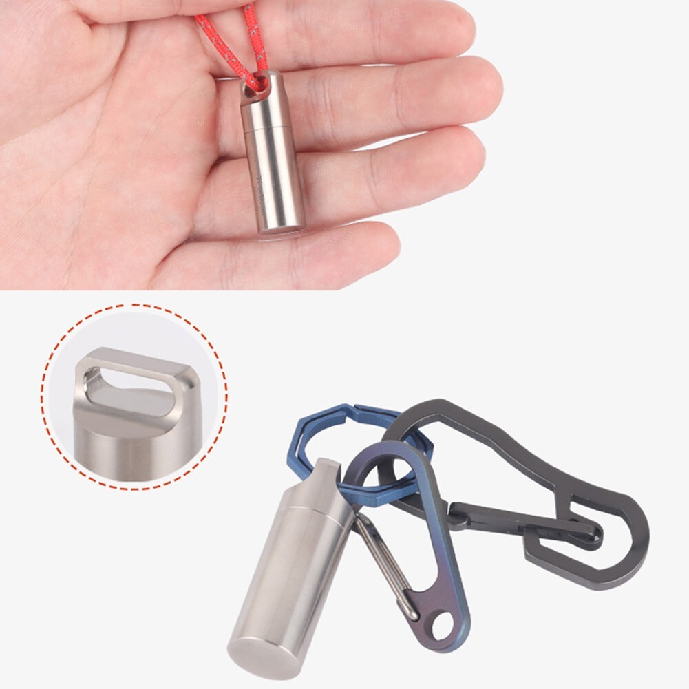 Portable Pill Box Container With Keychain Attachment And Space For Small Items