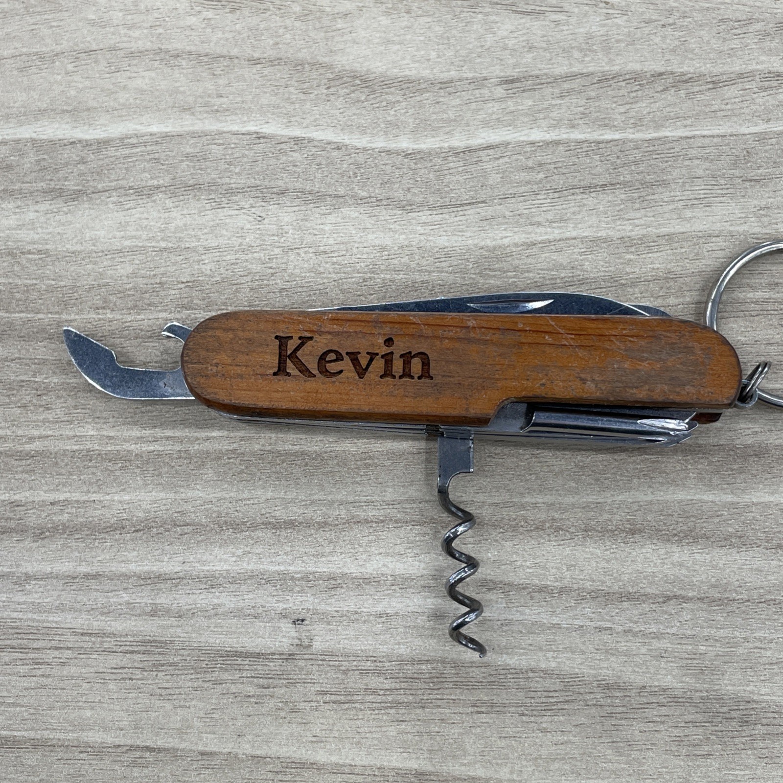 Multi Tool Pocket Knife wood handle Screwdriver, saw, scissors