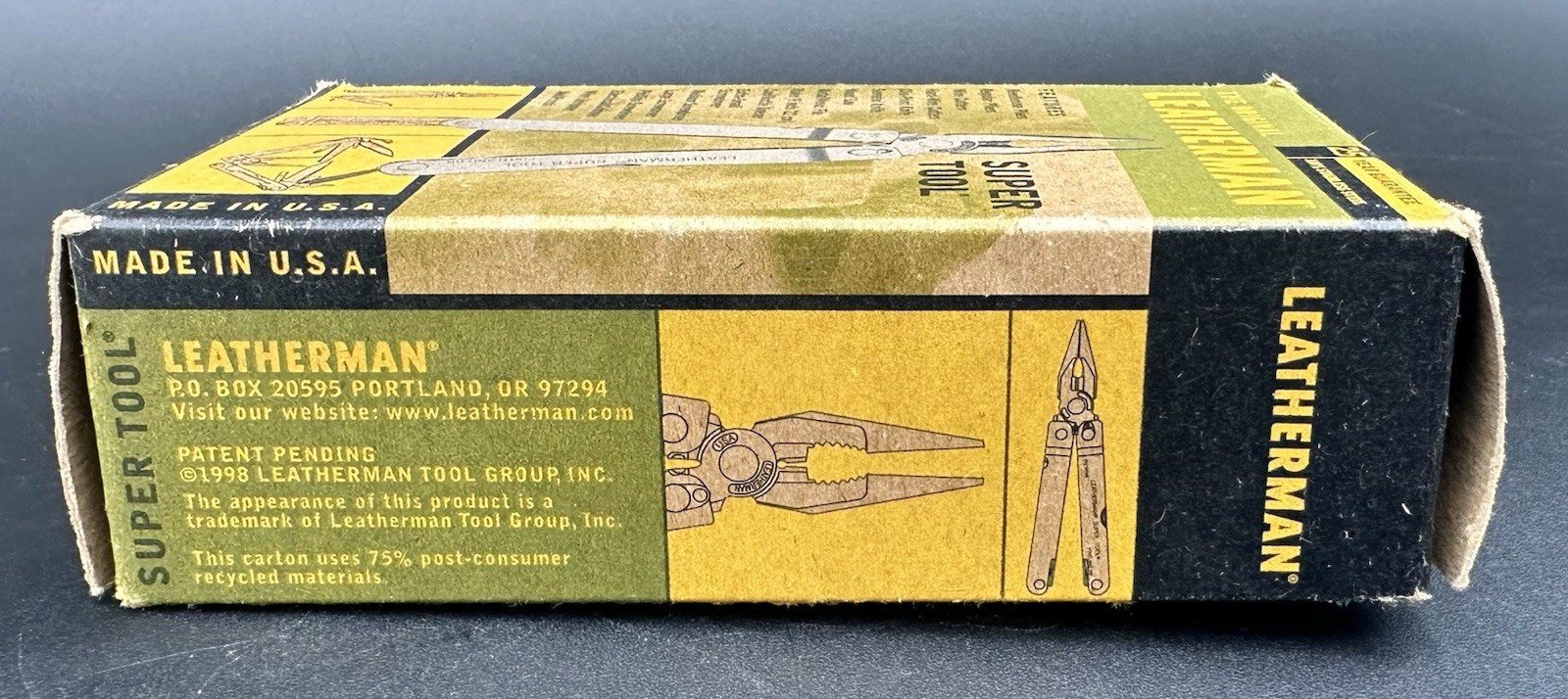 Original Leatherman Super Tool Sheath Box Portland Oregon Pat Pend Badger Meter
