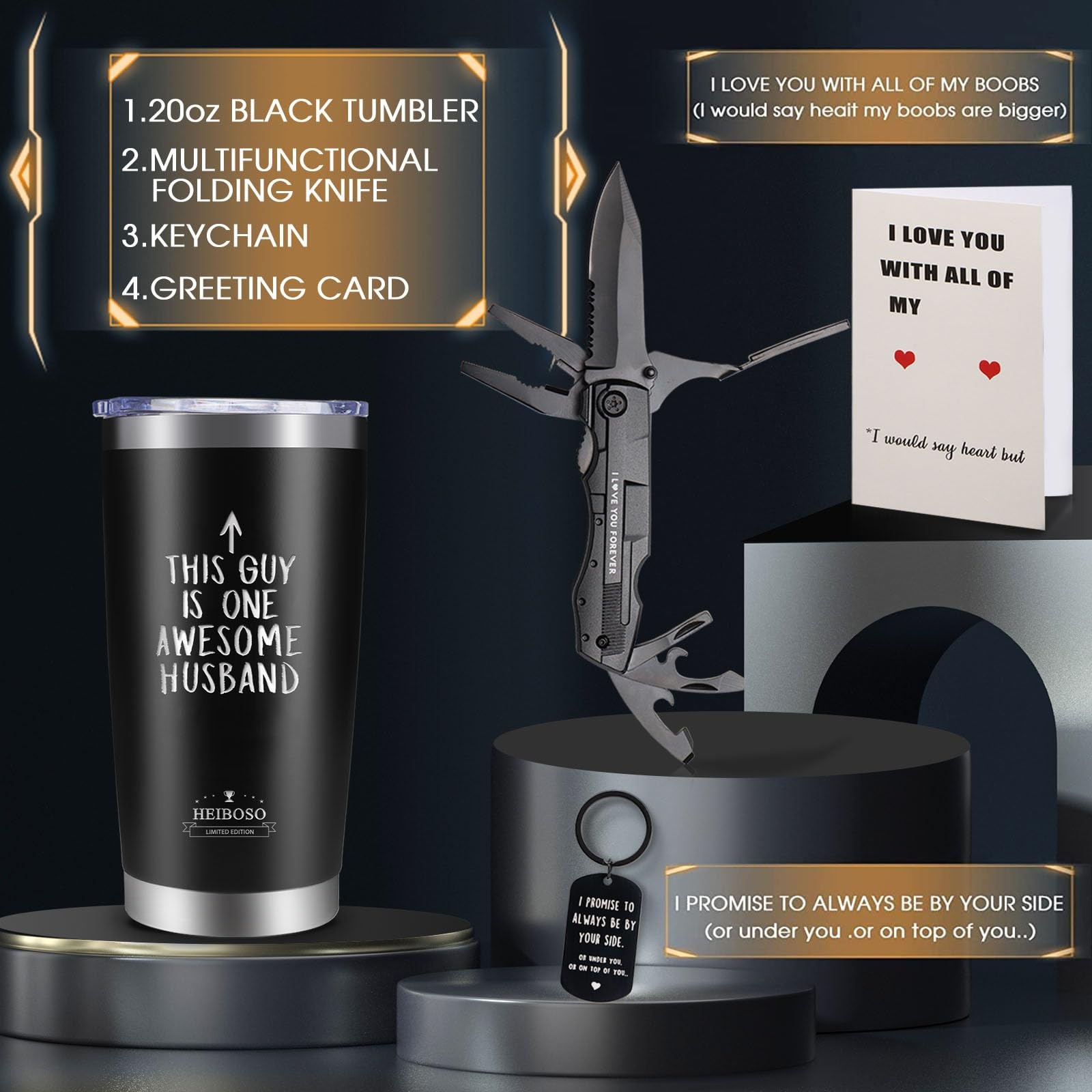 Valentines Day Gifts For Husband-Premium Insulated Tumbler & Multi-Tool Pocke…