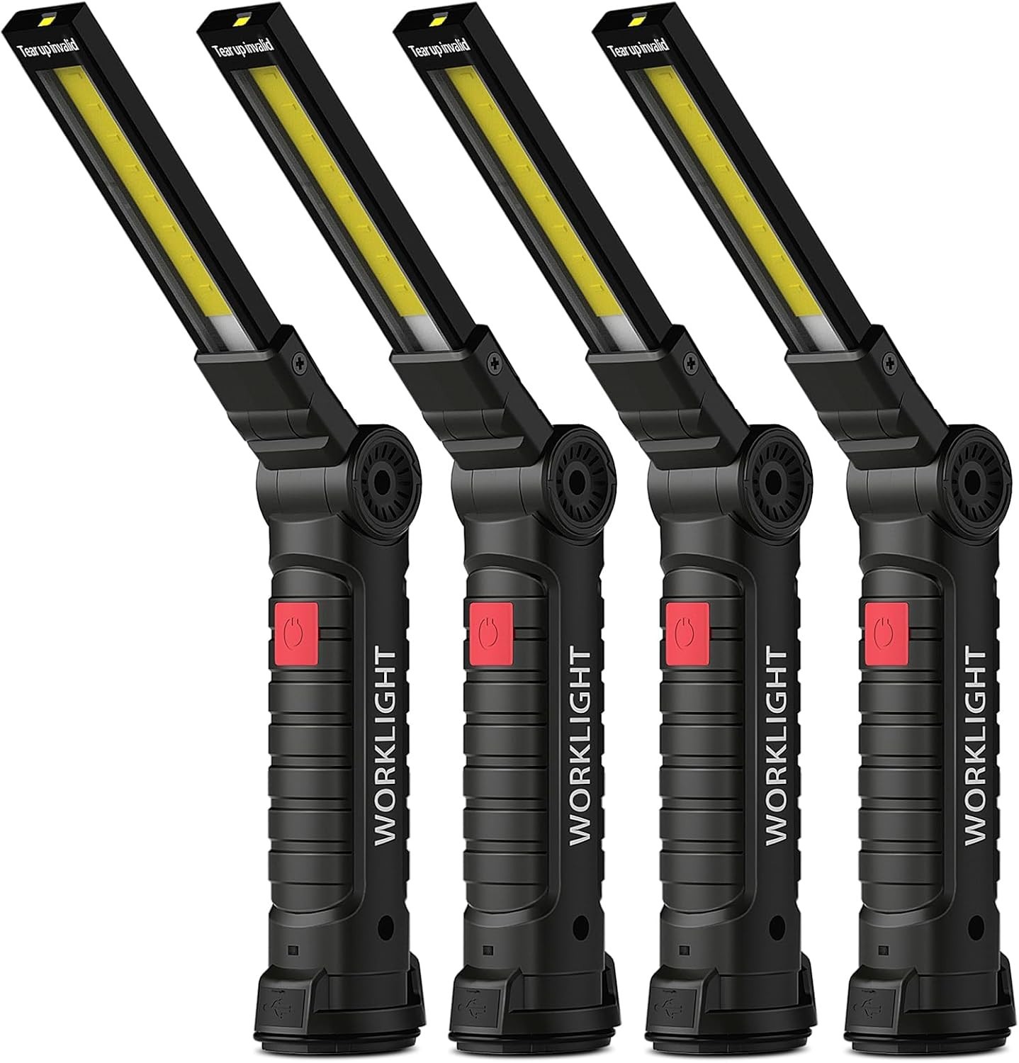 Rechargeable LED Work Lights 4 Pack with Magnetic Base 5 Modes 360° Rotate