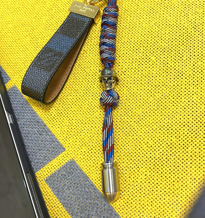 Titanium + Brass Parachute Cord Bead Necklace Keychain Pendant Lanyard EDC Bead