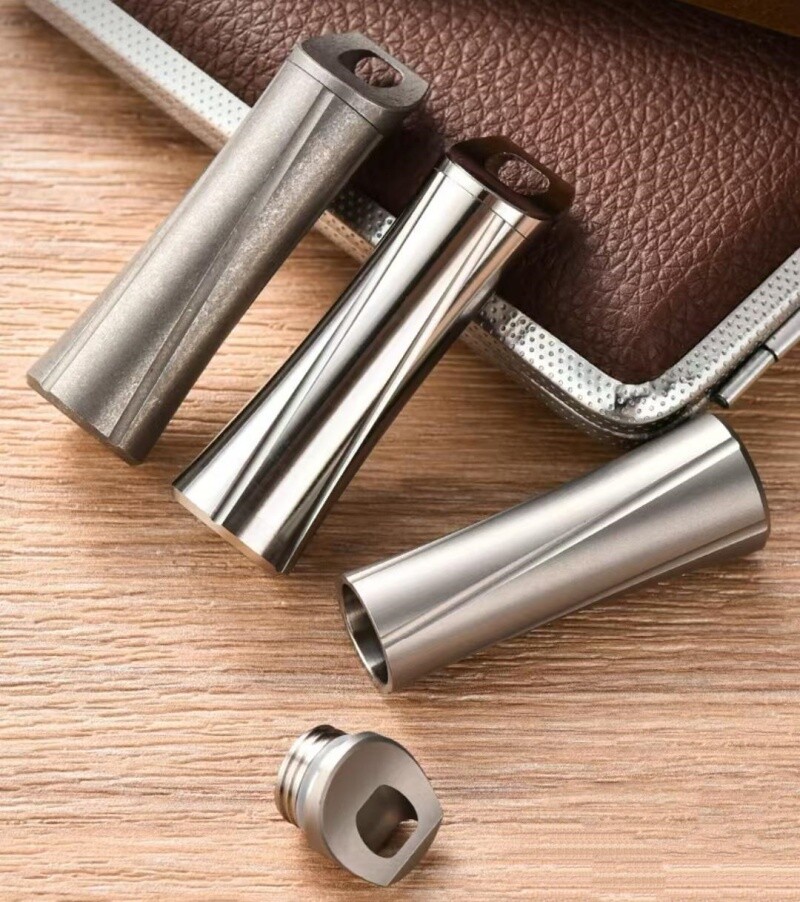 Titanium Pill Holder Case Organizer Container Waterproof Portable New Keychain
