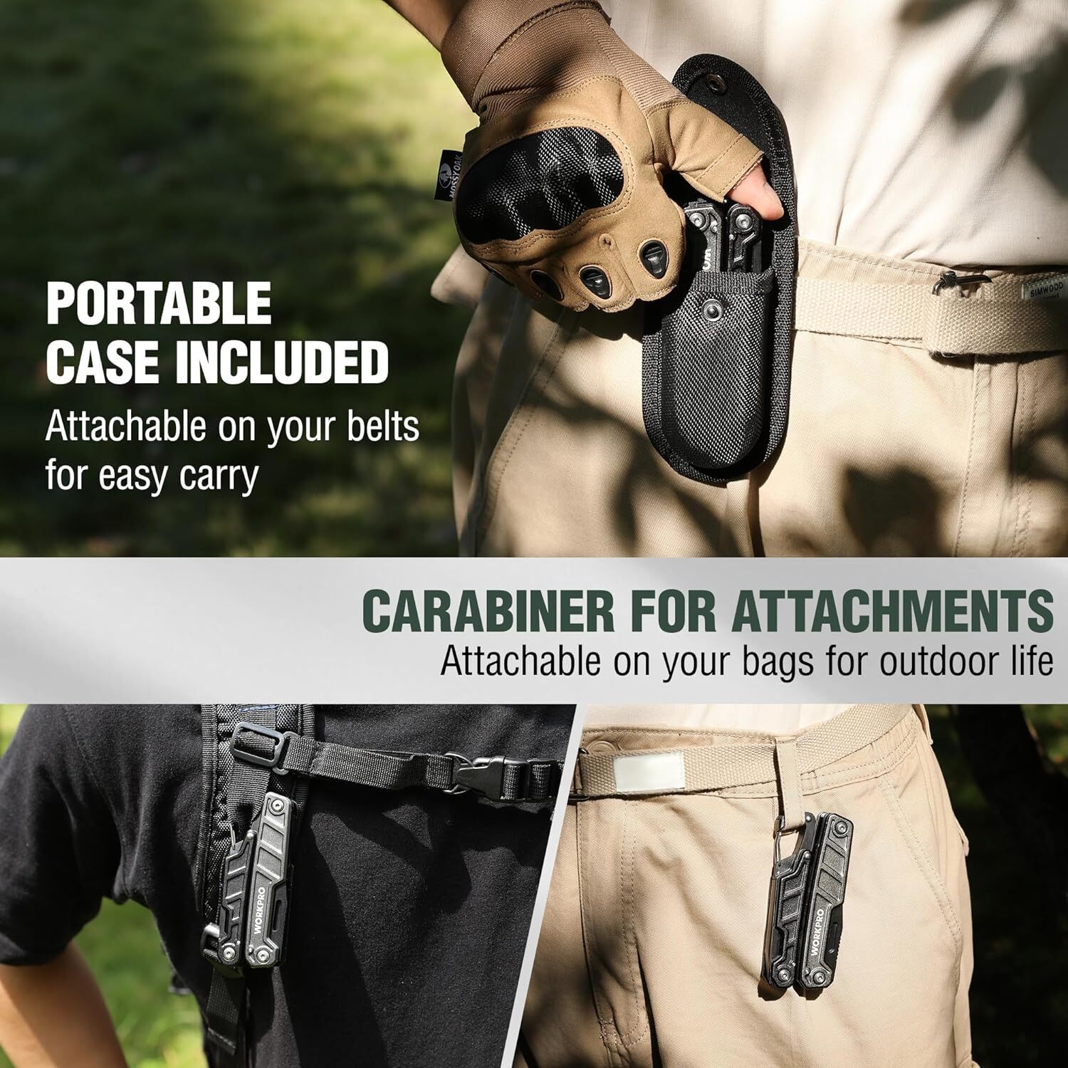 WORKPRO Multitool-11 in 1 with Pocket Clip and Sheath-EDC Safety Lock Metal NEW
