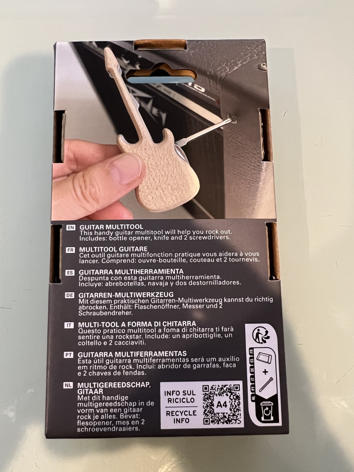 Kikkerland Guitar Shaped Multi Tool 4 in 1 Bottle Opener Screwdriver Knife New