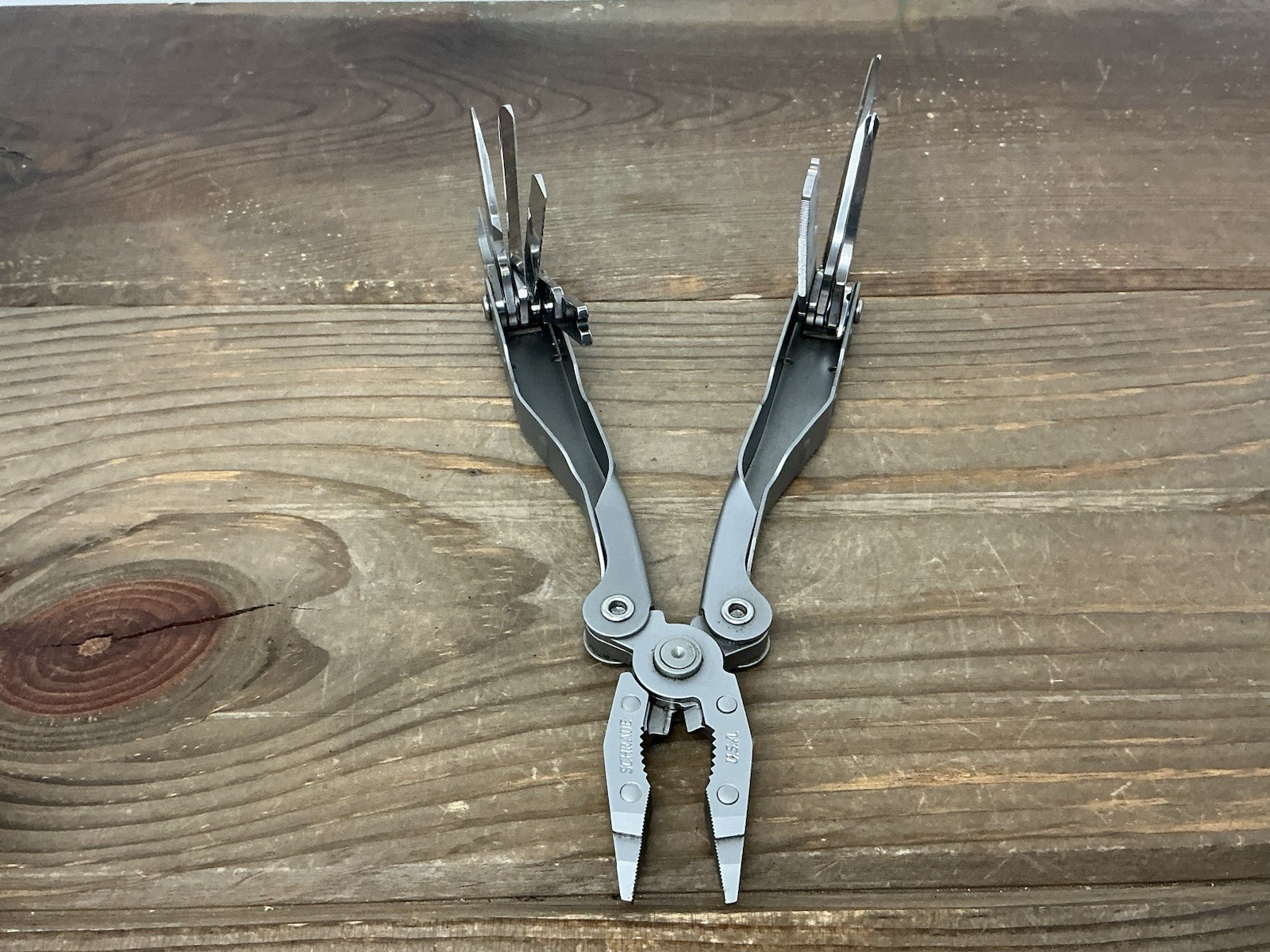 Schrade USA Tough Tool ST1 Multi-Tool Pliers Knife w Leather Sheath Nice!