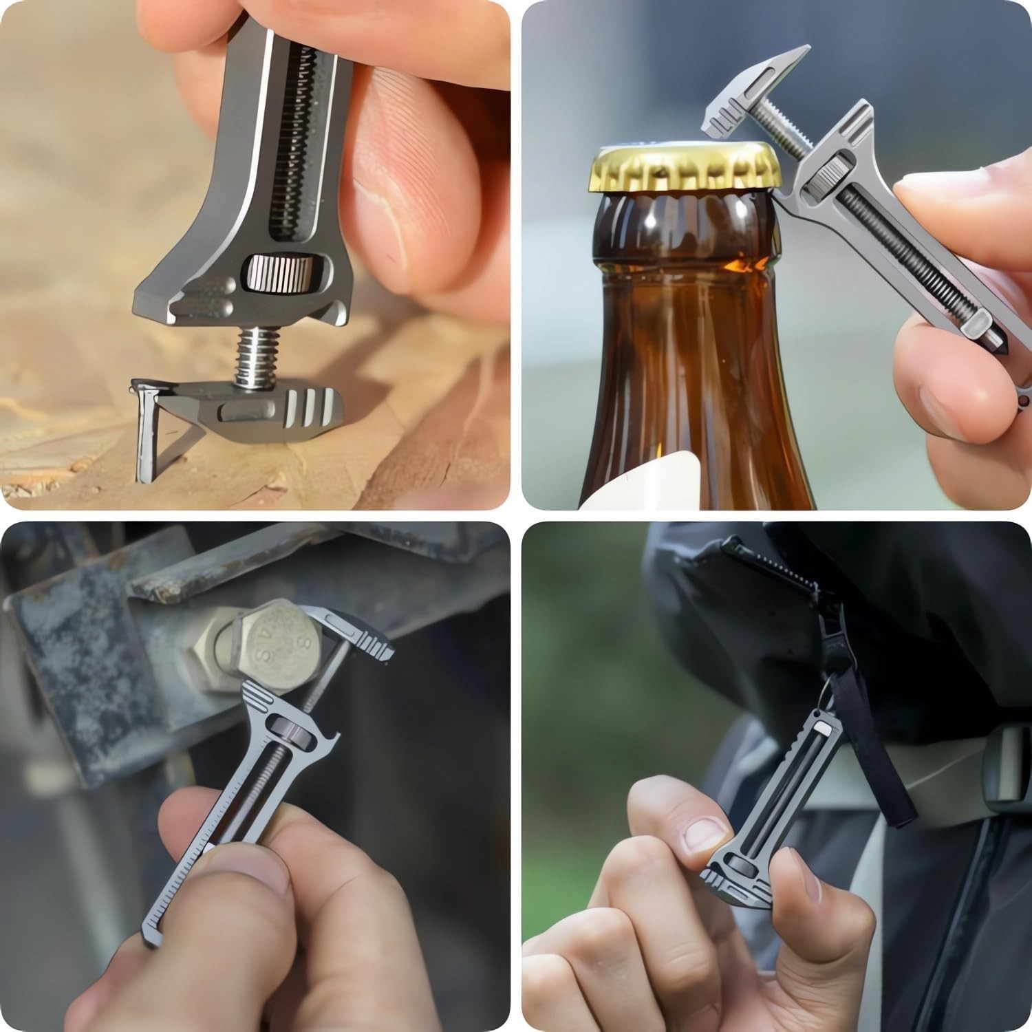 1/3x Compact Titanium Hiking Multitool Mini Multitool Wrench Opener Keychain USA