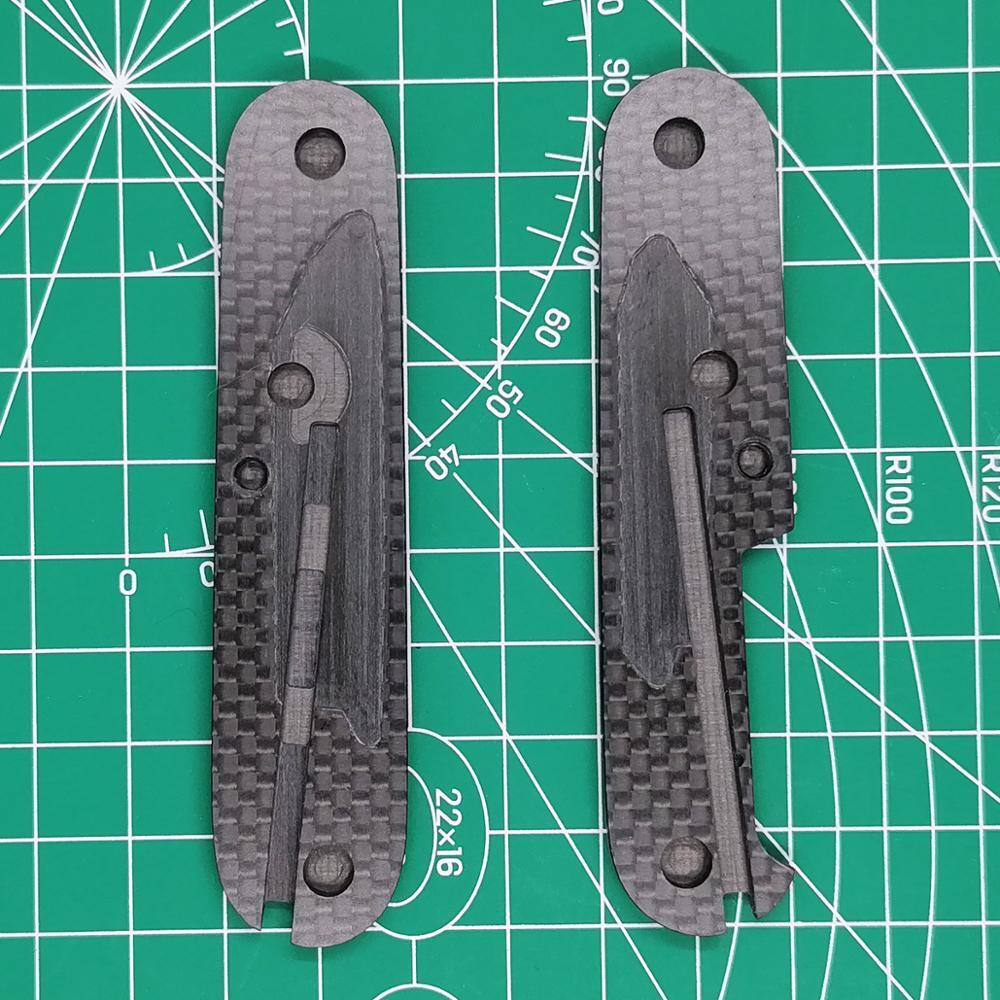 1 Pair Carbon Fiber Kn Handle Scales for 91mm Victorinox Swiss Army Kn/