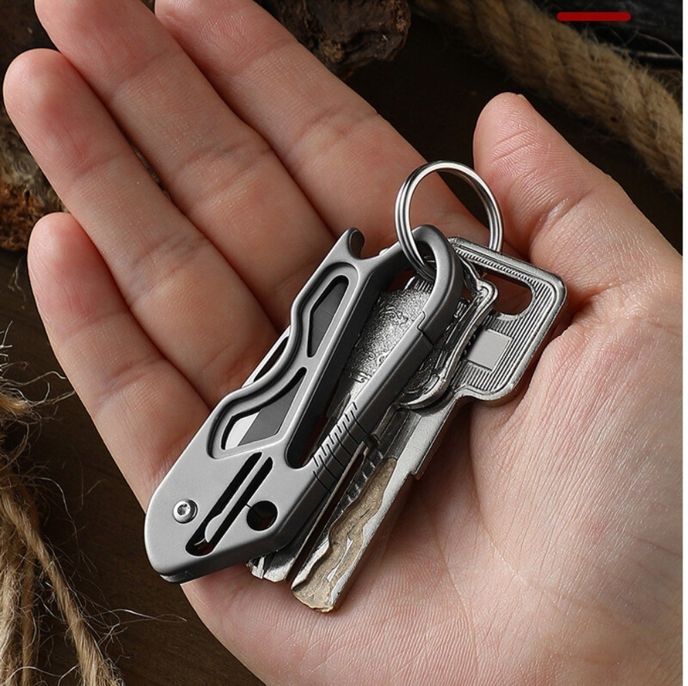 Titanium Pocket Folding Knife Carabiner Opener EDC Keychain Tool Outdoor Hunting