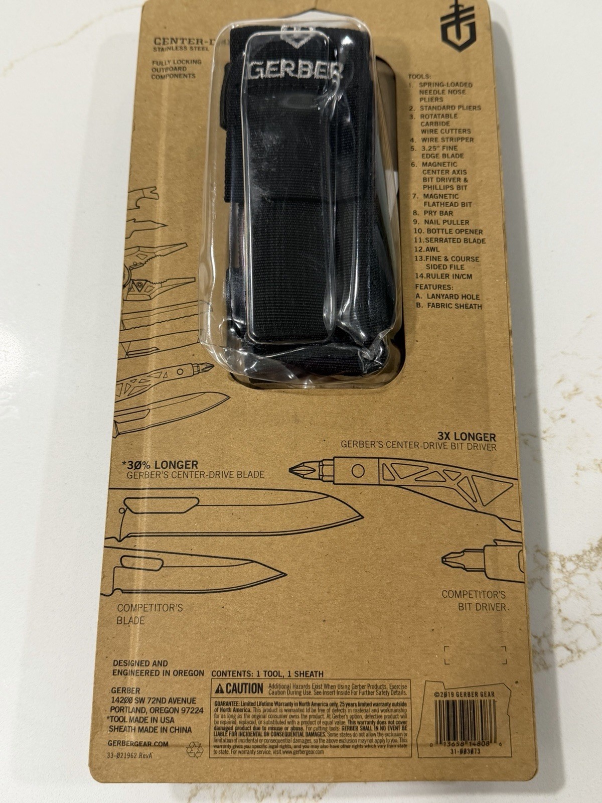Gerber Center-Drive USA Made Multi-Tool 14 Tools Sheath NEW Factory Sealed
