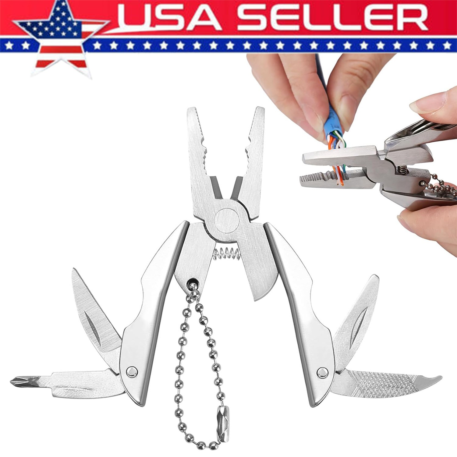 Pocket Multi Tool Pliers Mini Folding Key Chain Fishing Camping Small Pliers Lot