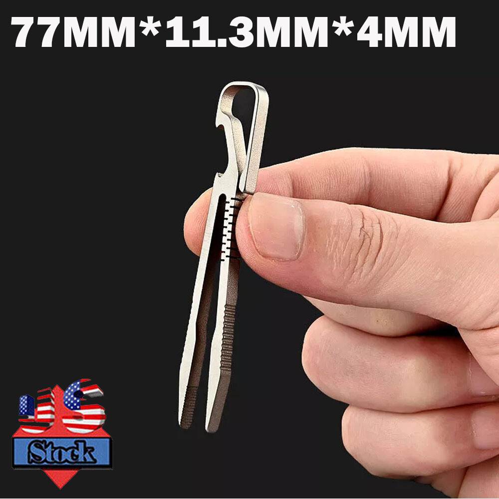 Mini Lightweight Titanium Alloy Keychain Tweezer 77mm For EDC Outdoor Tool US