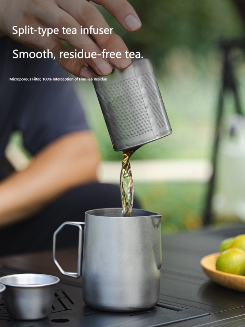 Outdoor 304 stainless steel tea set, portable tea brewing set for travel