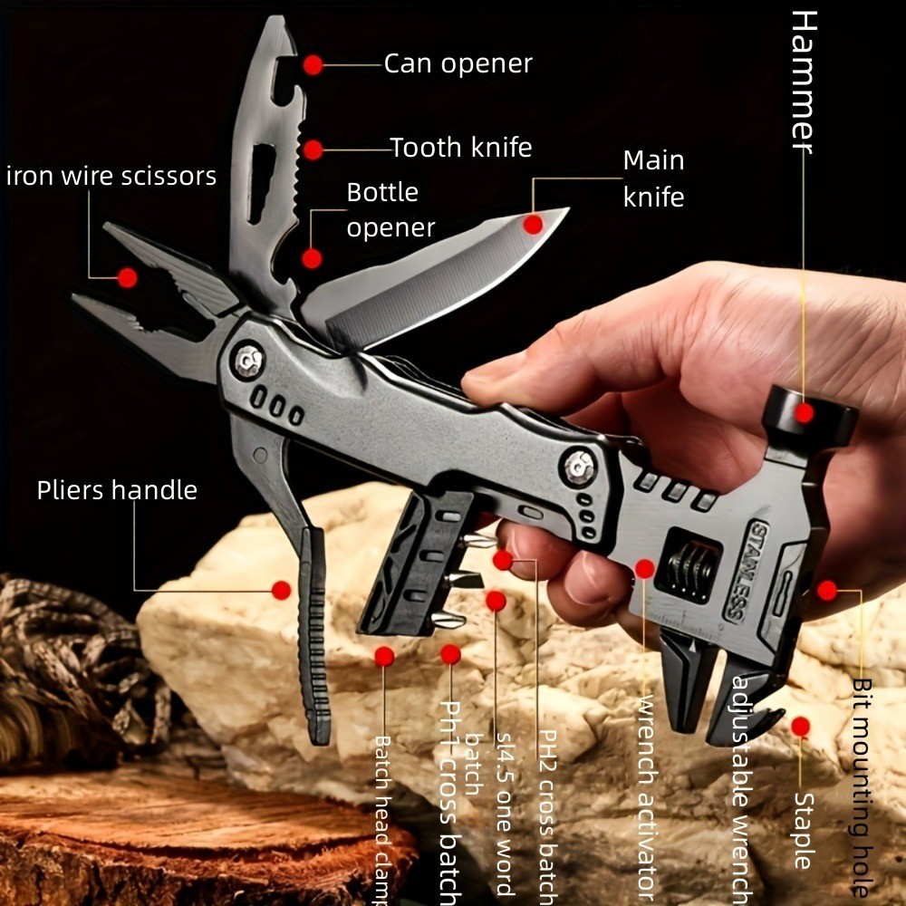 Outdoor Multi-Tool Hammer Wrench Emergency Escape Camping Folding Pliers