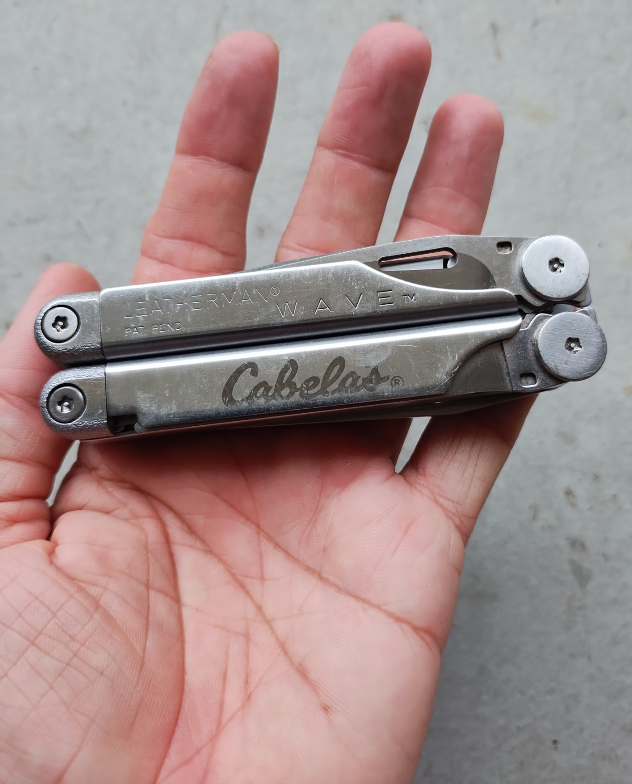 LEATHERMAN WAVE USA CABELAS STAINLESS STEEL FOLDING MULTI TOOL EXCELLENT OA COND
