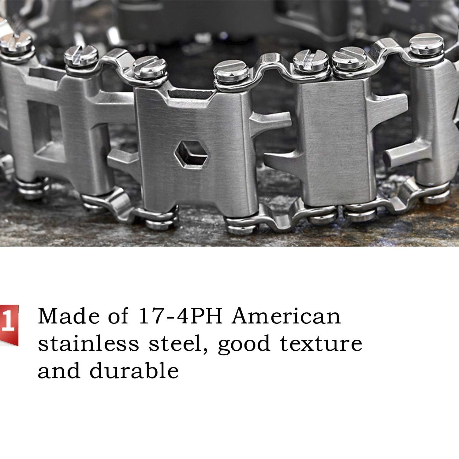 SINGEAR Stainless Tool Bracelet Compatible for LEATHERMAN TREAD, 29 in 1 Surv…