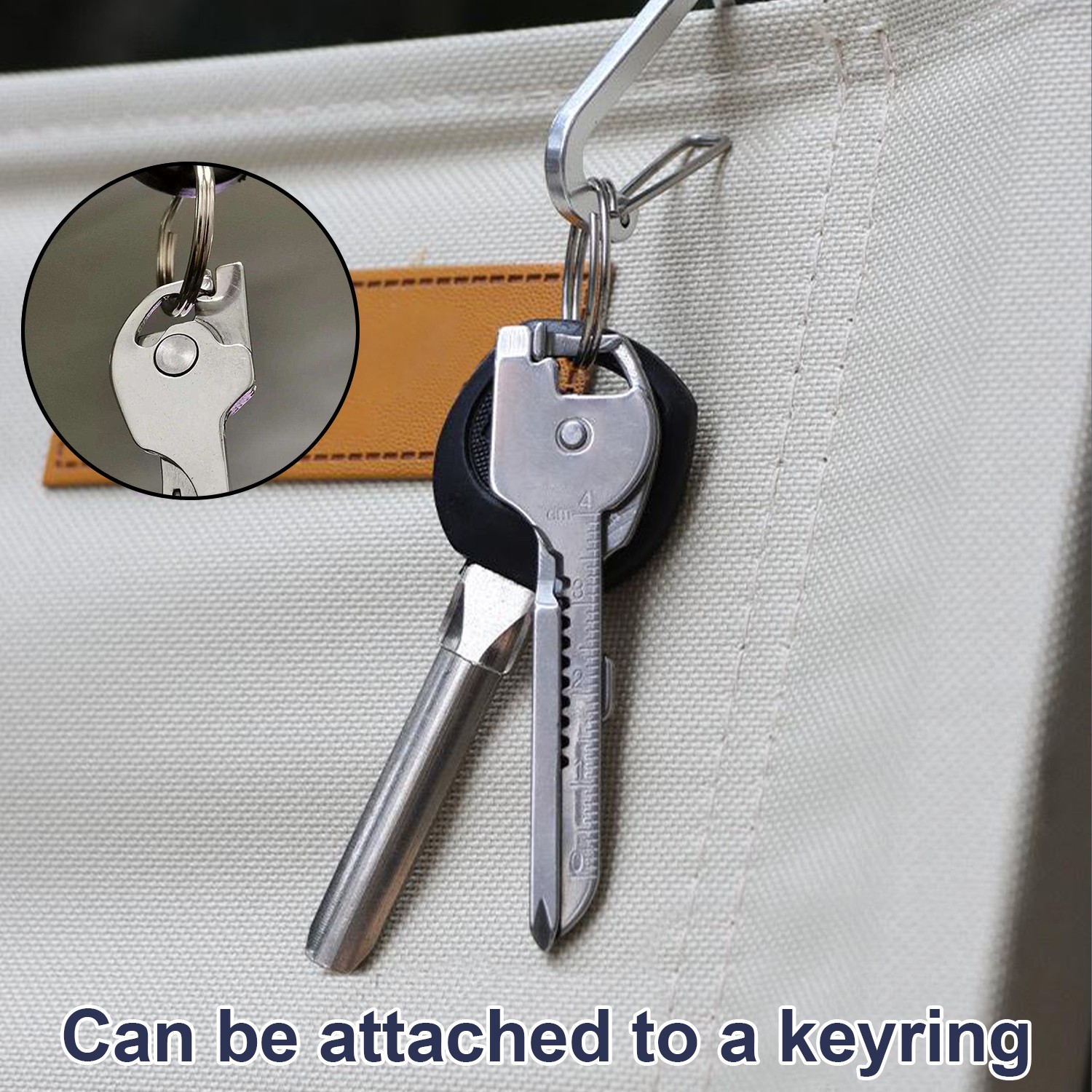 Portable 6 In 1 Multi-Functional Stainless Utili-Key Opener Keychain Ruler Tool