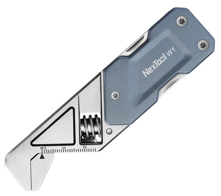 NexTool W1 Adjustable Wrench With Blue Aluminum Handles Screwdrivers File Blade