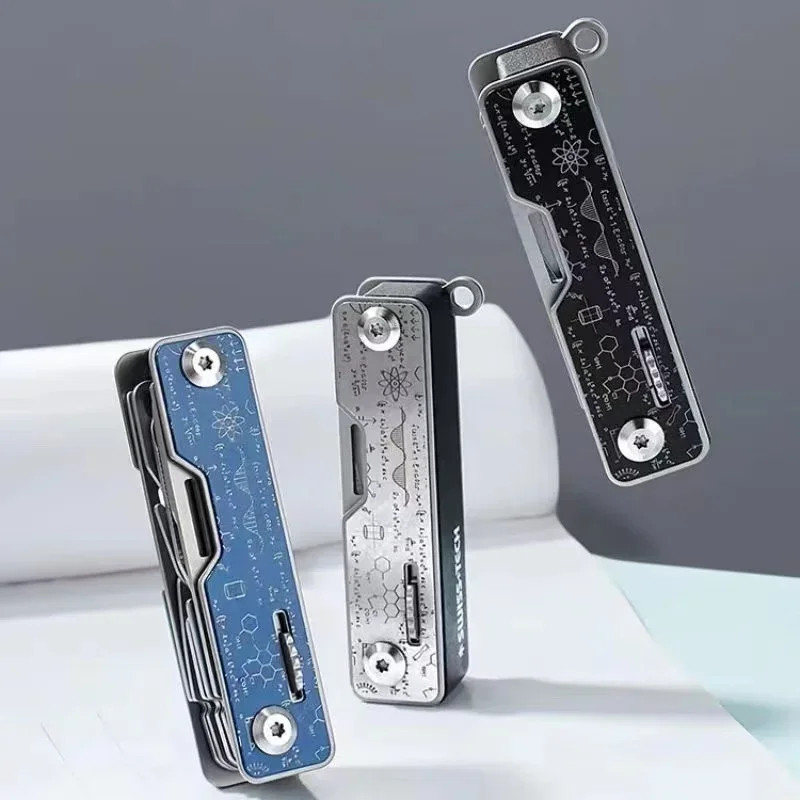Mini Portbale Swiss Tech 9 In 1 Multitool Knife Folding Scissors Screwdriver