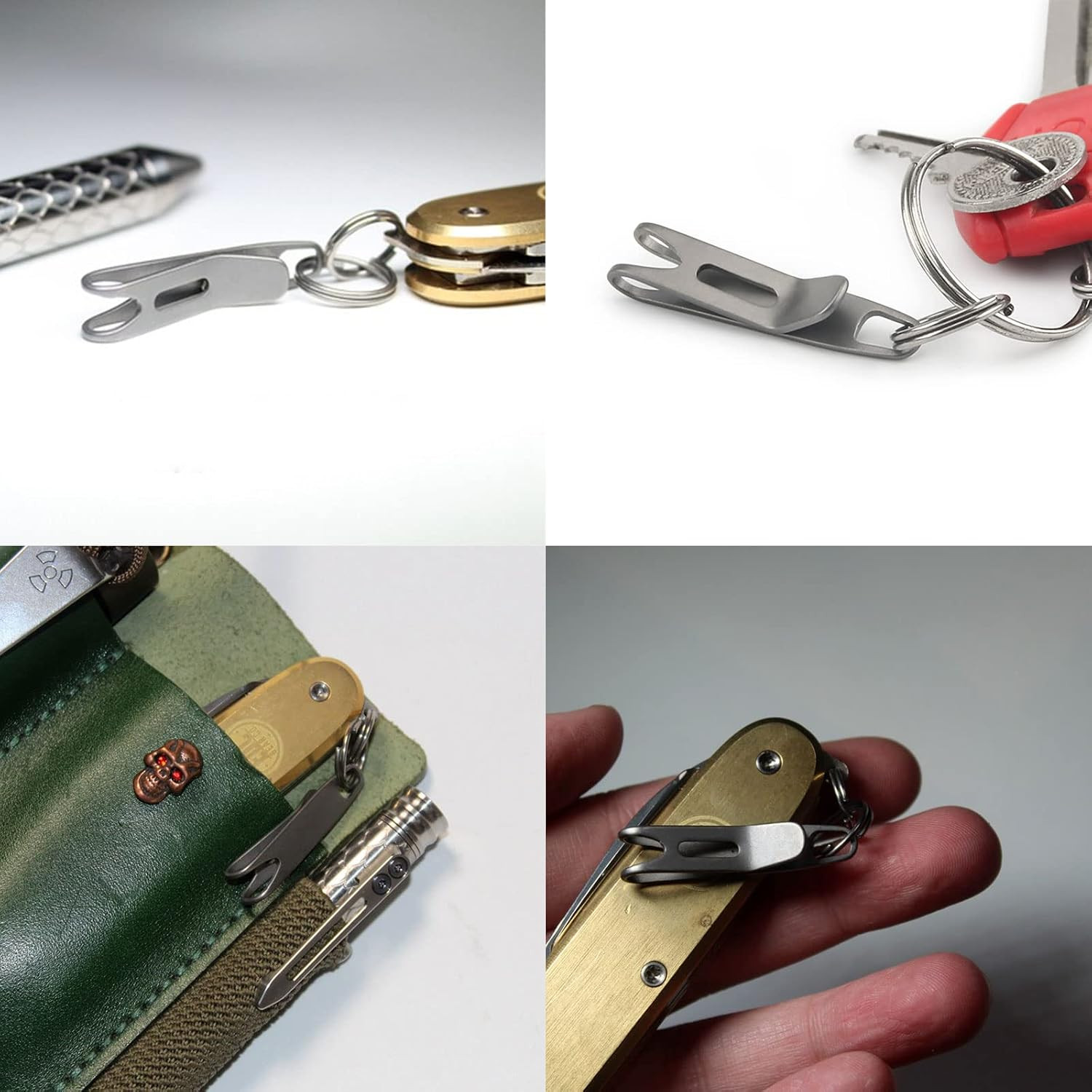 Mini Titanium Alloy Clasp with Key Ring, Outdoor Gear Pocket Suspension Clip Han