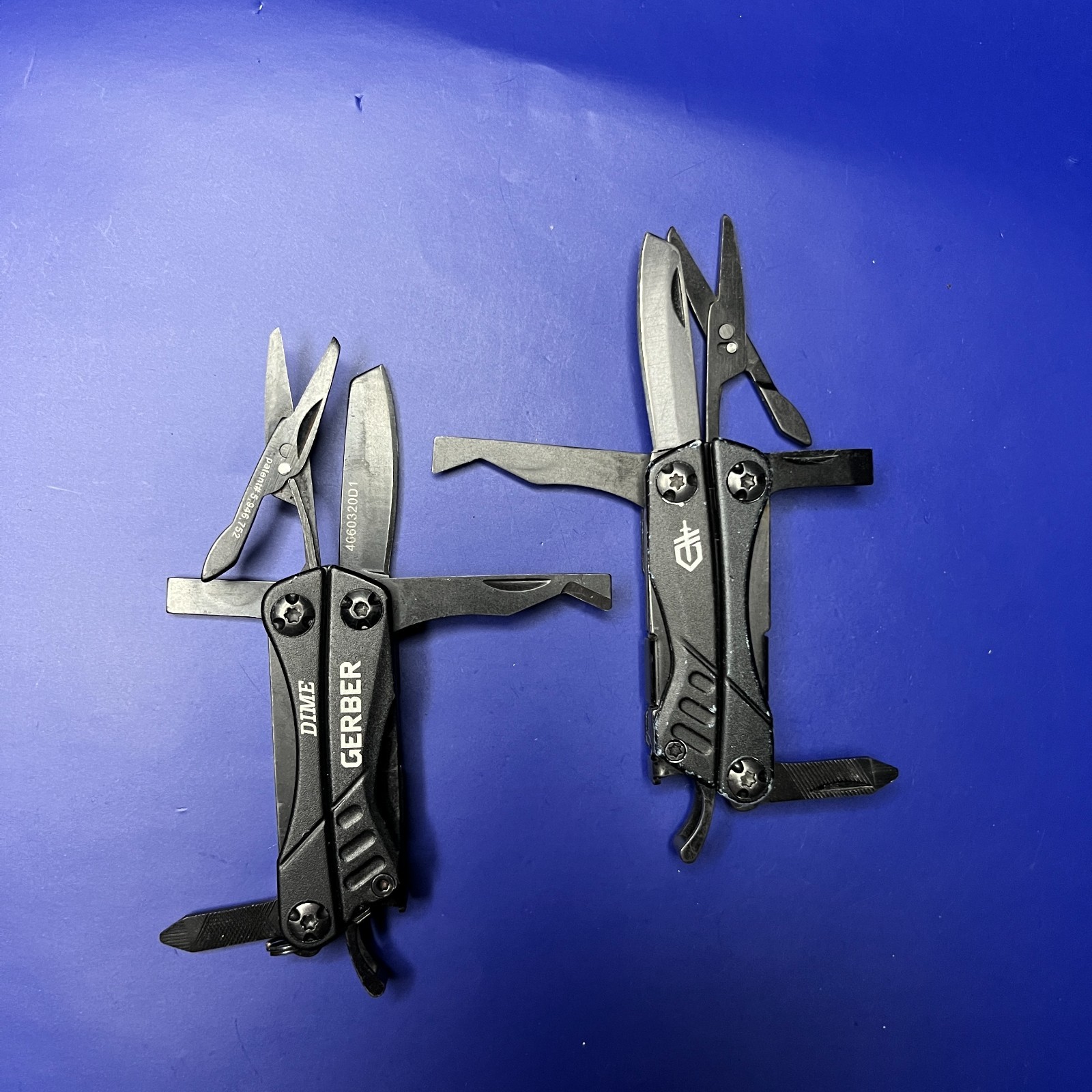 Lot of 2 Gerber Dime Multi-Tools Small Keychain Pliers Knife File Scissors