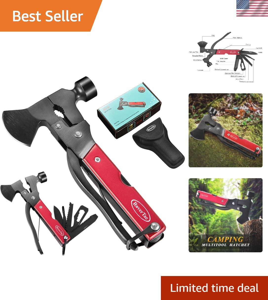Lifetime Warranty Camping Axe Hatchet Multitool – Outdoor Enthusiasts’ Choice