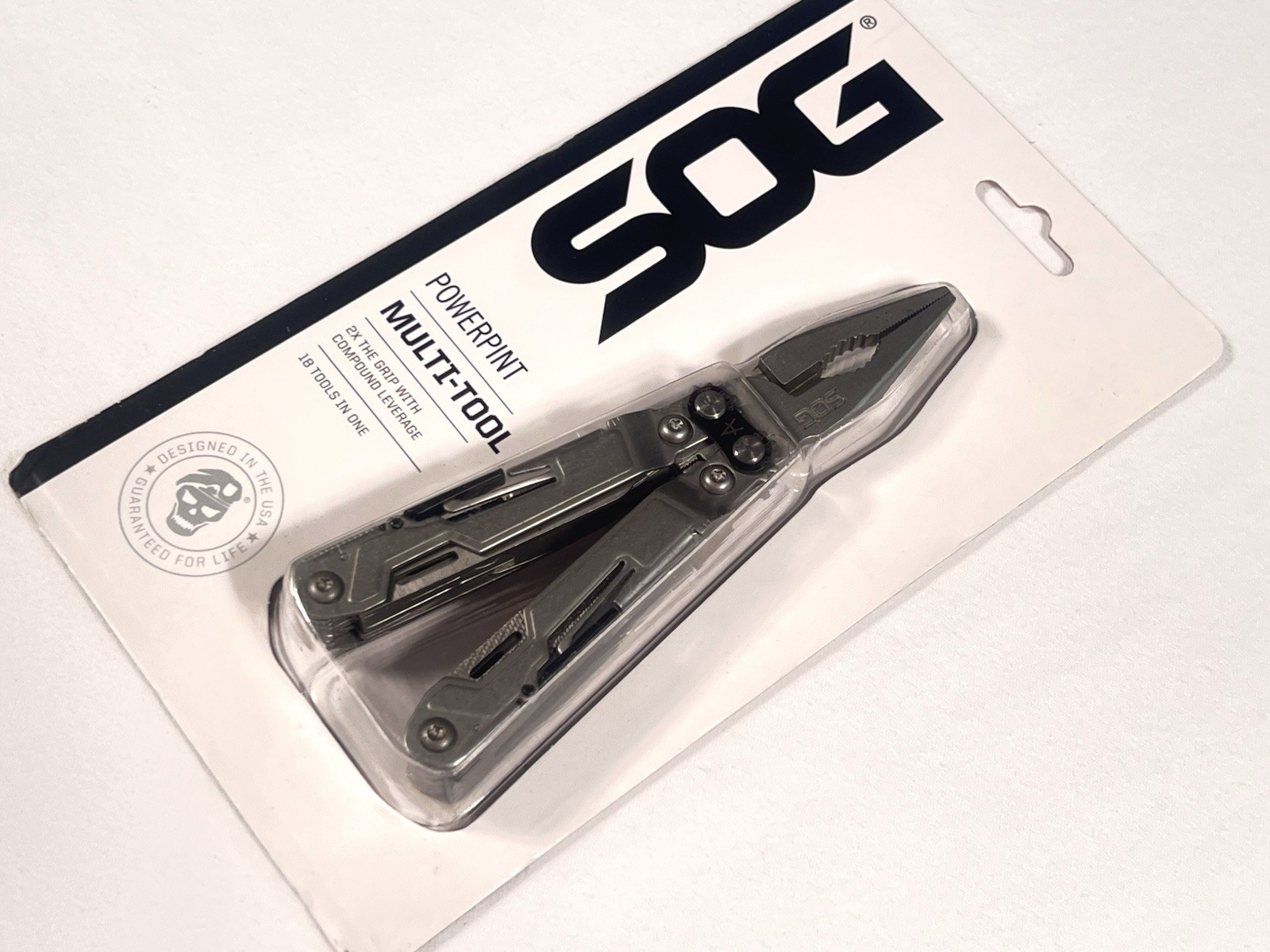 SOG Powerpint Silver Needlenose Pliers Scissors Knife MultiTool PP1001-WMT