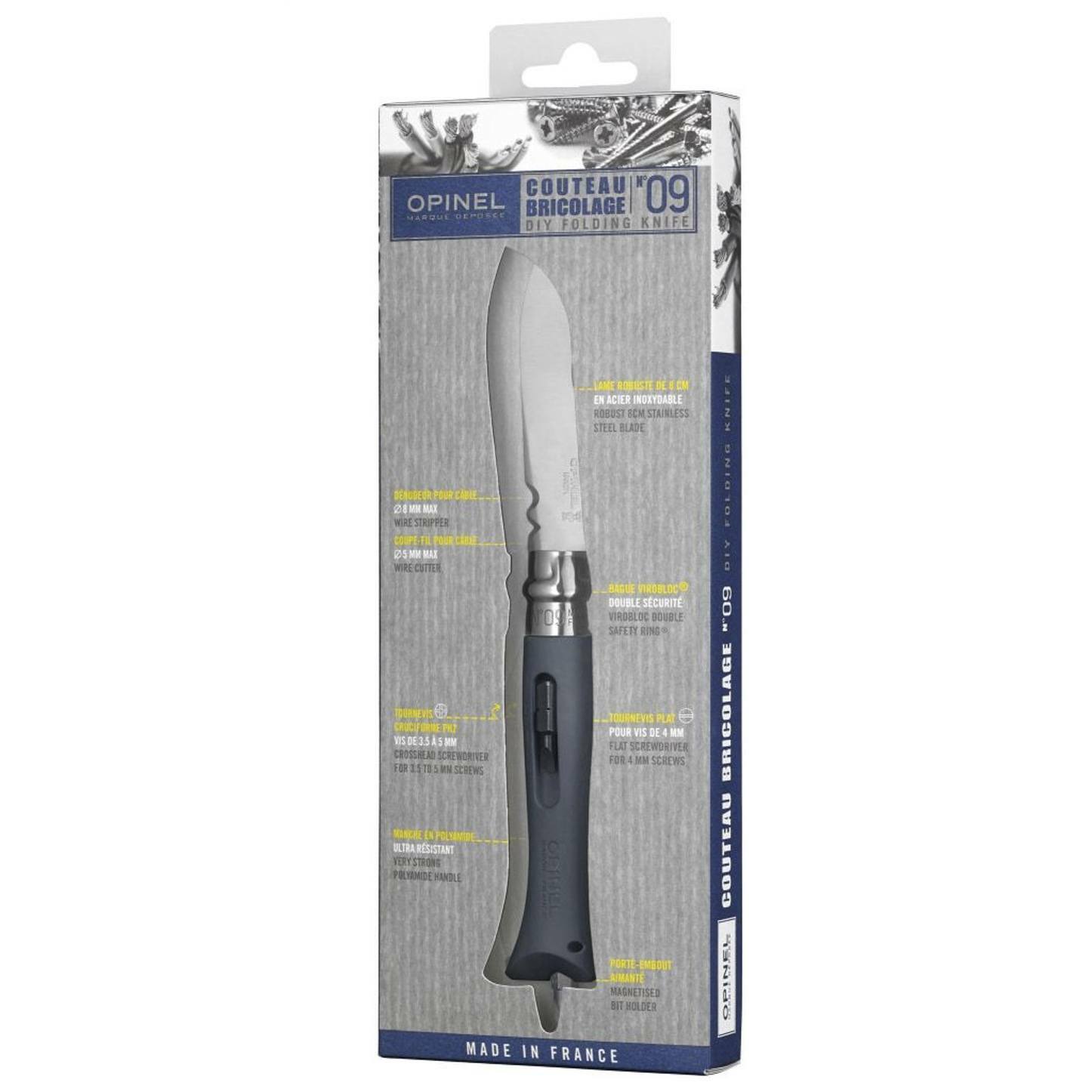 Opinel N°09 Grey DIY Most elegant for electrician / housekeeping multi tool