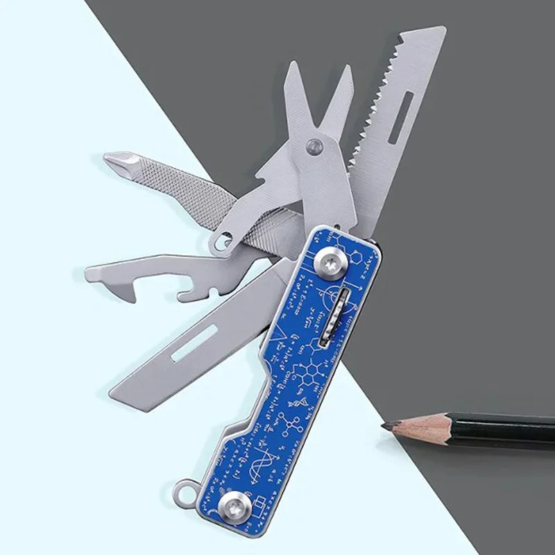 Mini Portbale Swiss Tech 9 In 1 Multitool Knife Folding Scissors Screwdriver