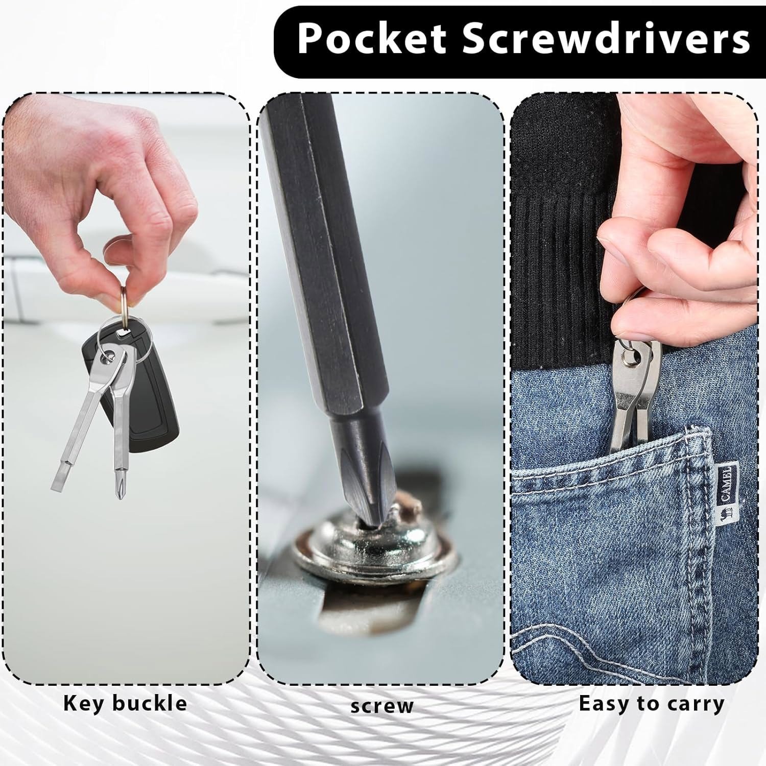 8Pcs Portable Mini Keychain Screwdriver Set Phillips Slotted Head Screwdrivers