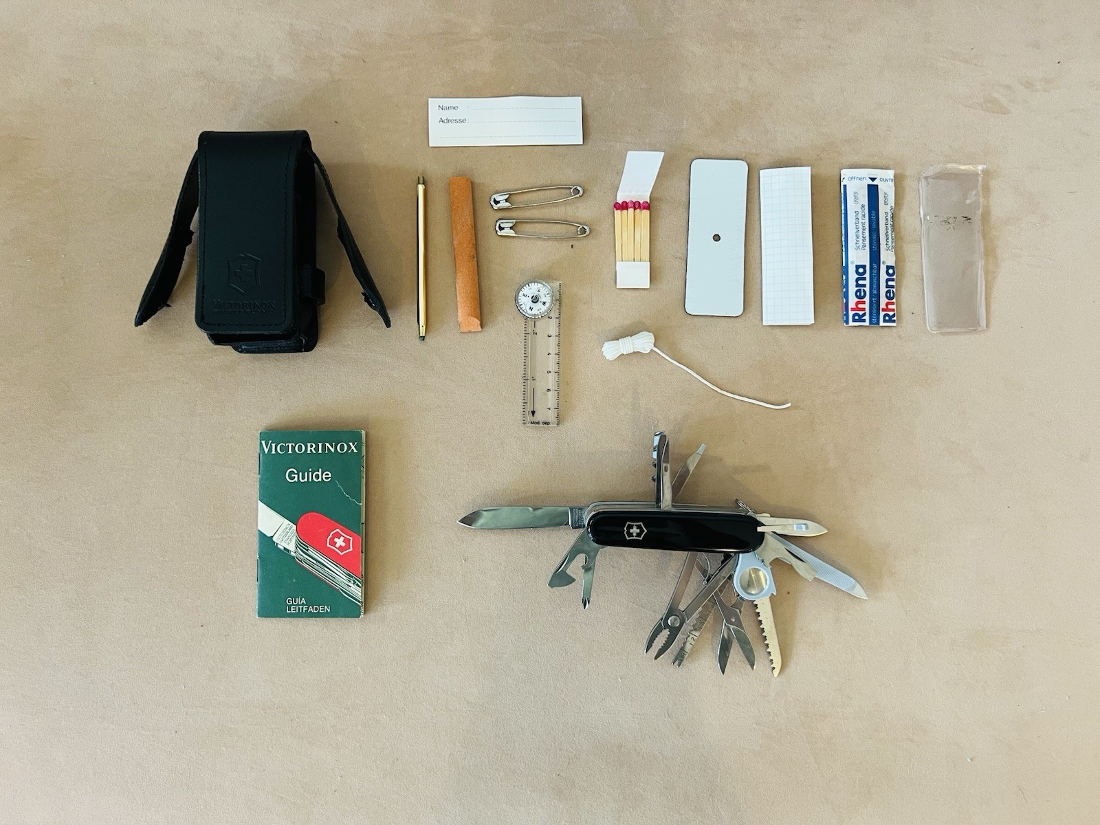 Vintage Victorinox Swiss Champ SOS Survival Kit – Black Knife – New