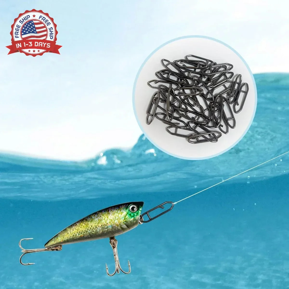 50 Pack Fishing Speed Clips, High Strength Stainless Steel Speed Clip, Fishing S