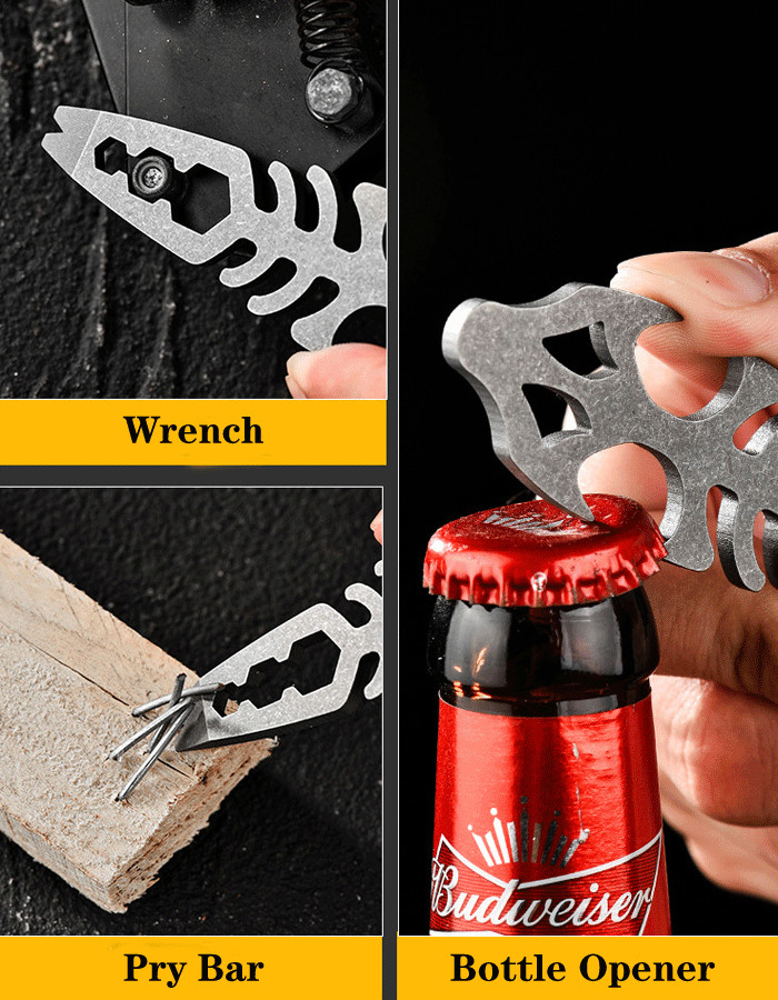 Outdoor Titanium Pry Bar Crowbar Bottle Opener Wrench EDC Portable Multi Tools
