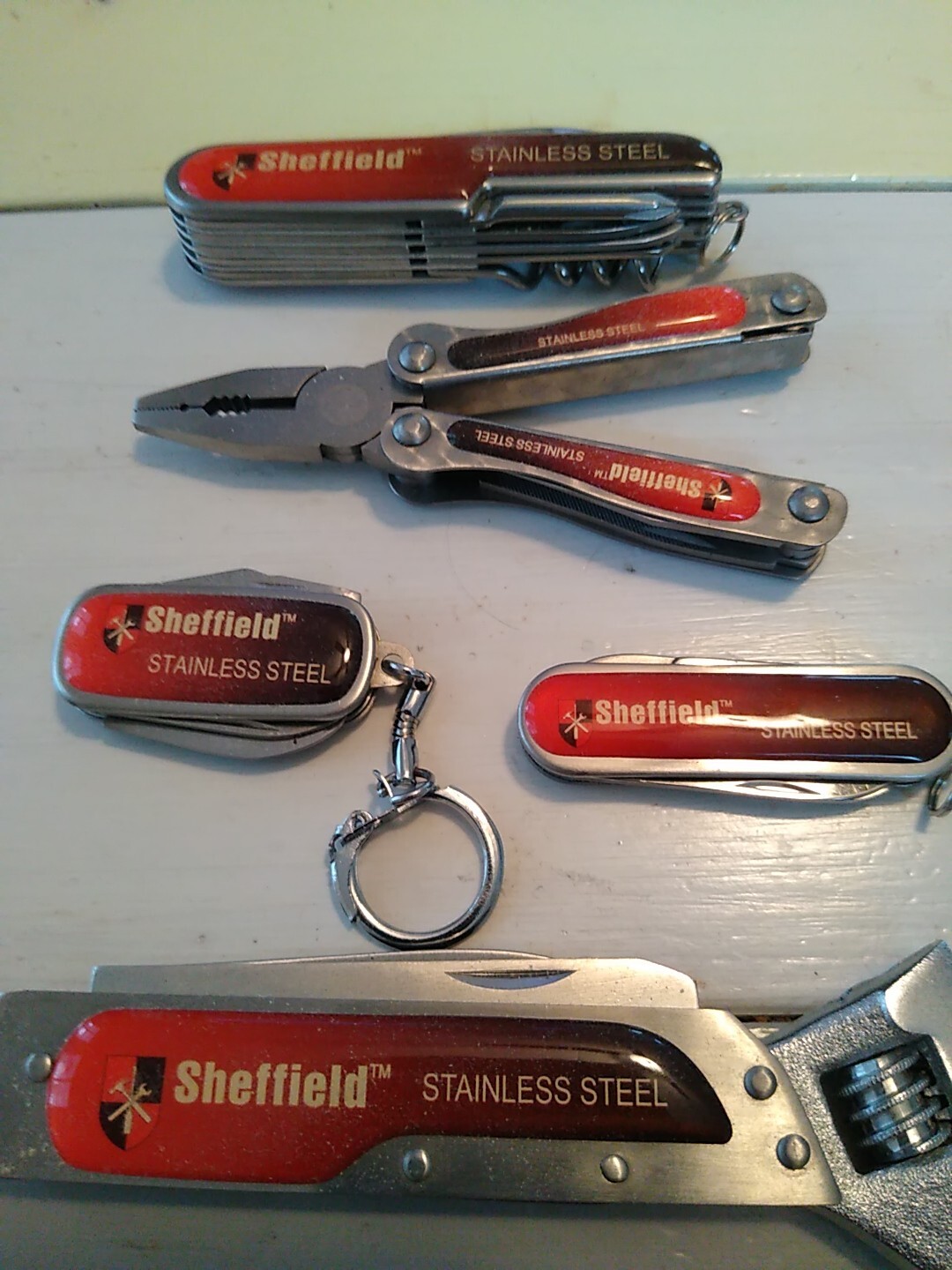Sheffield 5Pc Pocket Knife Tool Kit: Multi-Function Pocket Knives